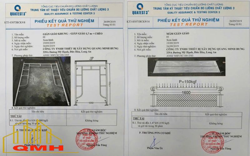 Kiểm định tải trọng giàn giáo khung từ Quatest3